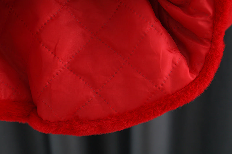 Red Plush Bow Cape Coat – TYM-WZX-051