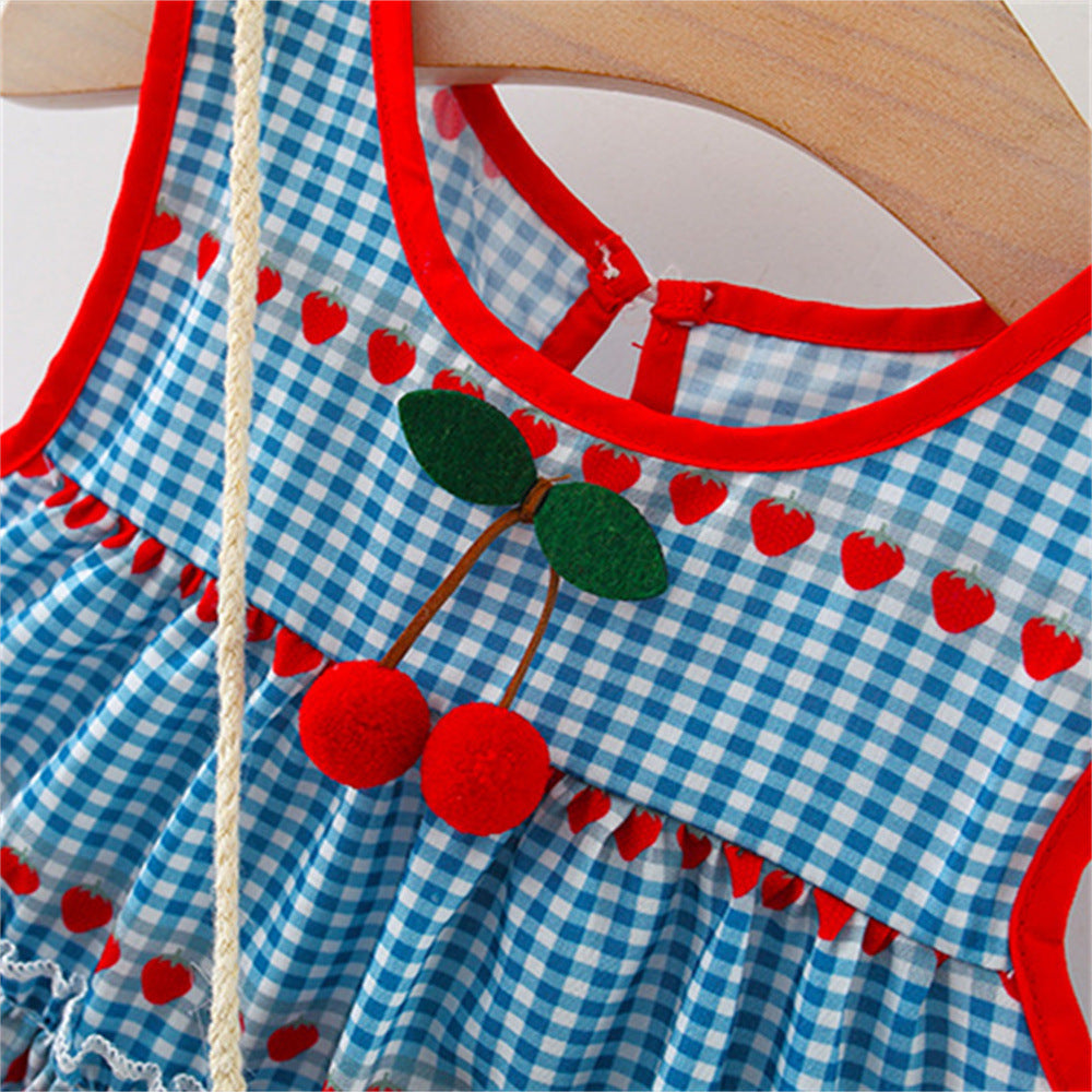Blue Gingham Heart Tiered Summer Frock – TYM-WZX-003