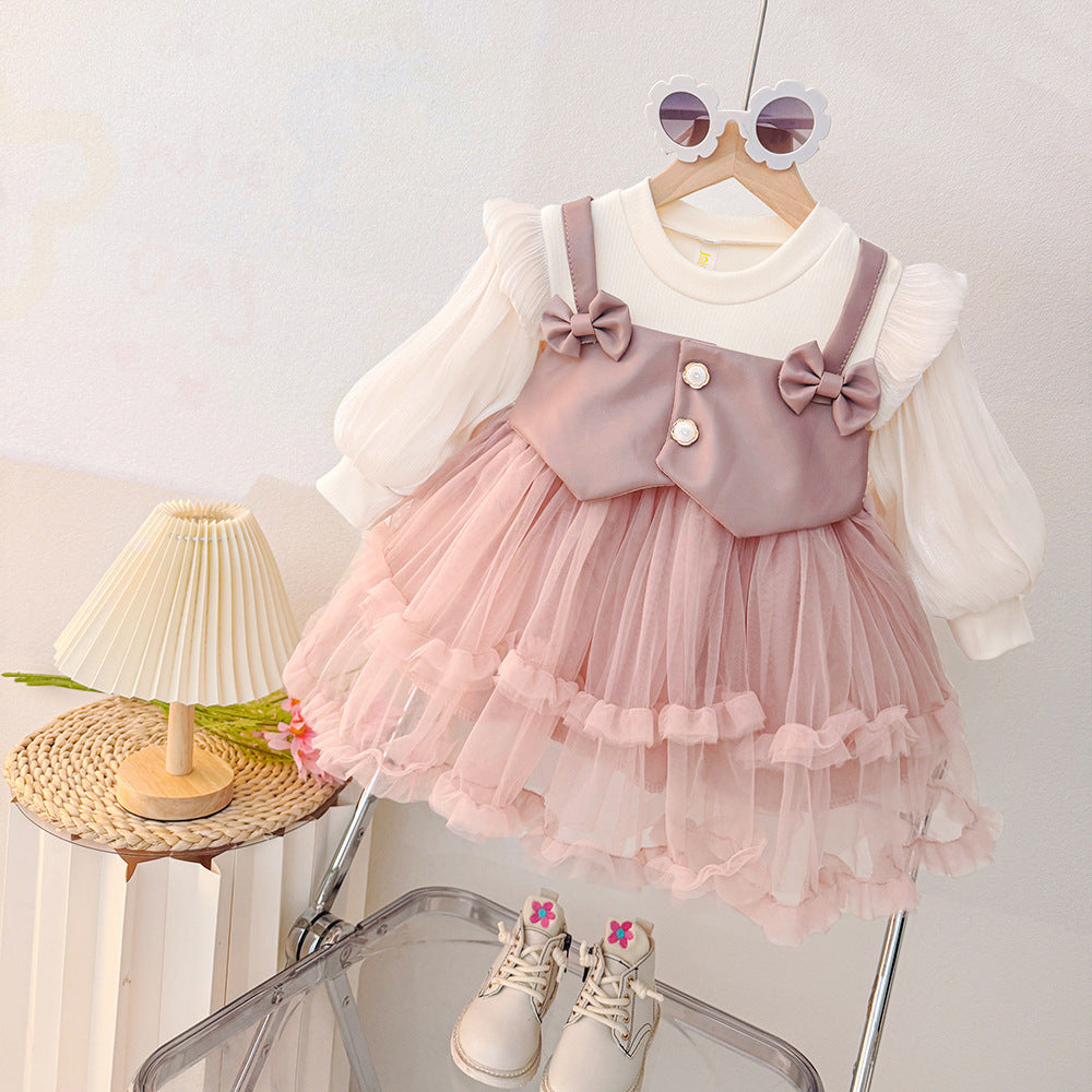Pink Tulle Long Sleeve Frock – TYM-CXM-031