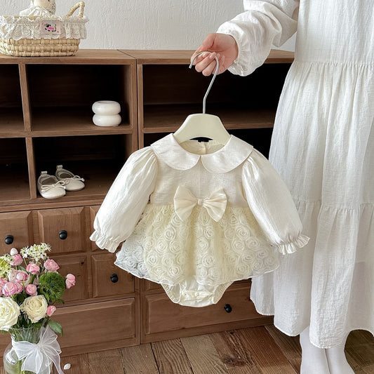 Cream Rosette Skirted Romper – TYM-FCN-016
