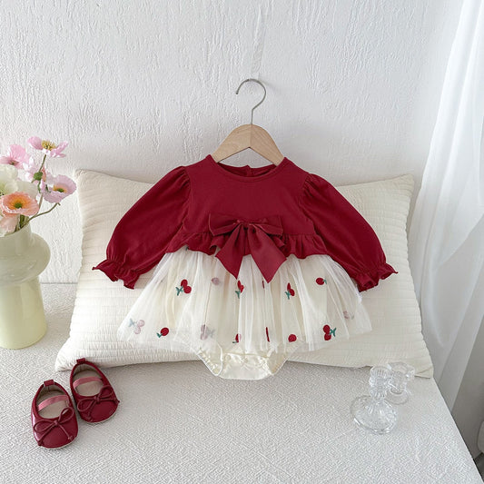 Red Bow Cherry Tulle Skirted Romper – TYM-FCN-013