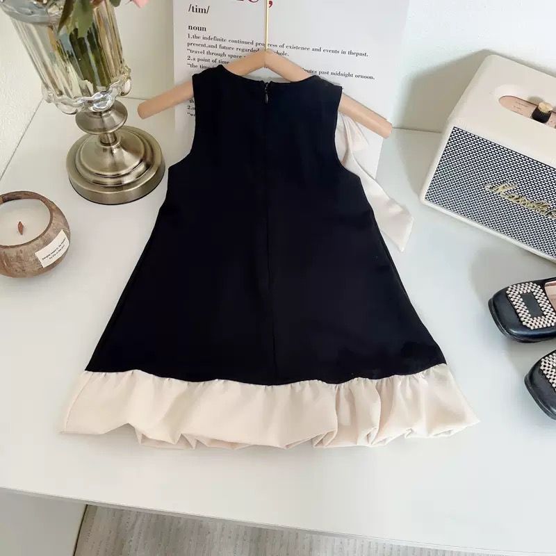 Black and Cream Ruffle Hem A-Line Frock – TYM-YWL-003