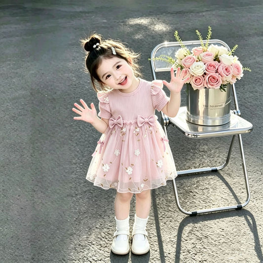 Blush Pink Flower Tulle Frock – TYM-CXM-005