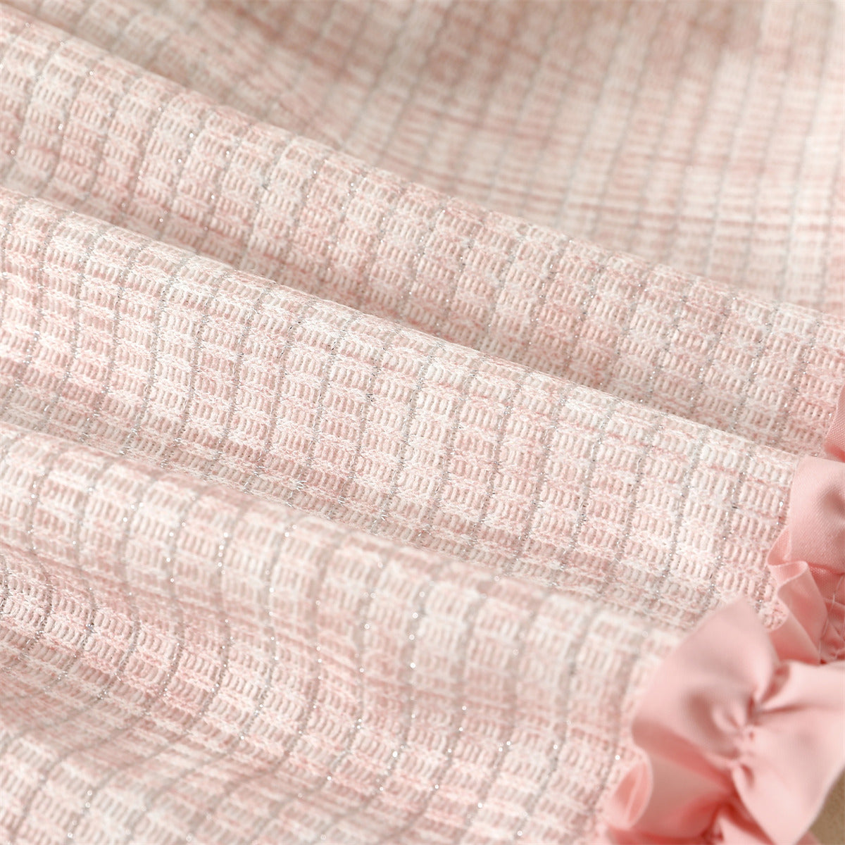 Light Pink Tweed Ruffle Pinafore Frock – TYM-WZX-070