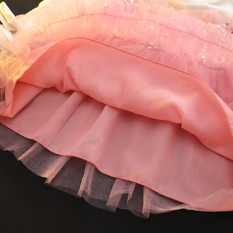 Pink Sequin Bodice Tulle Frock – TYM-CXM-082
