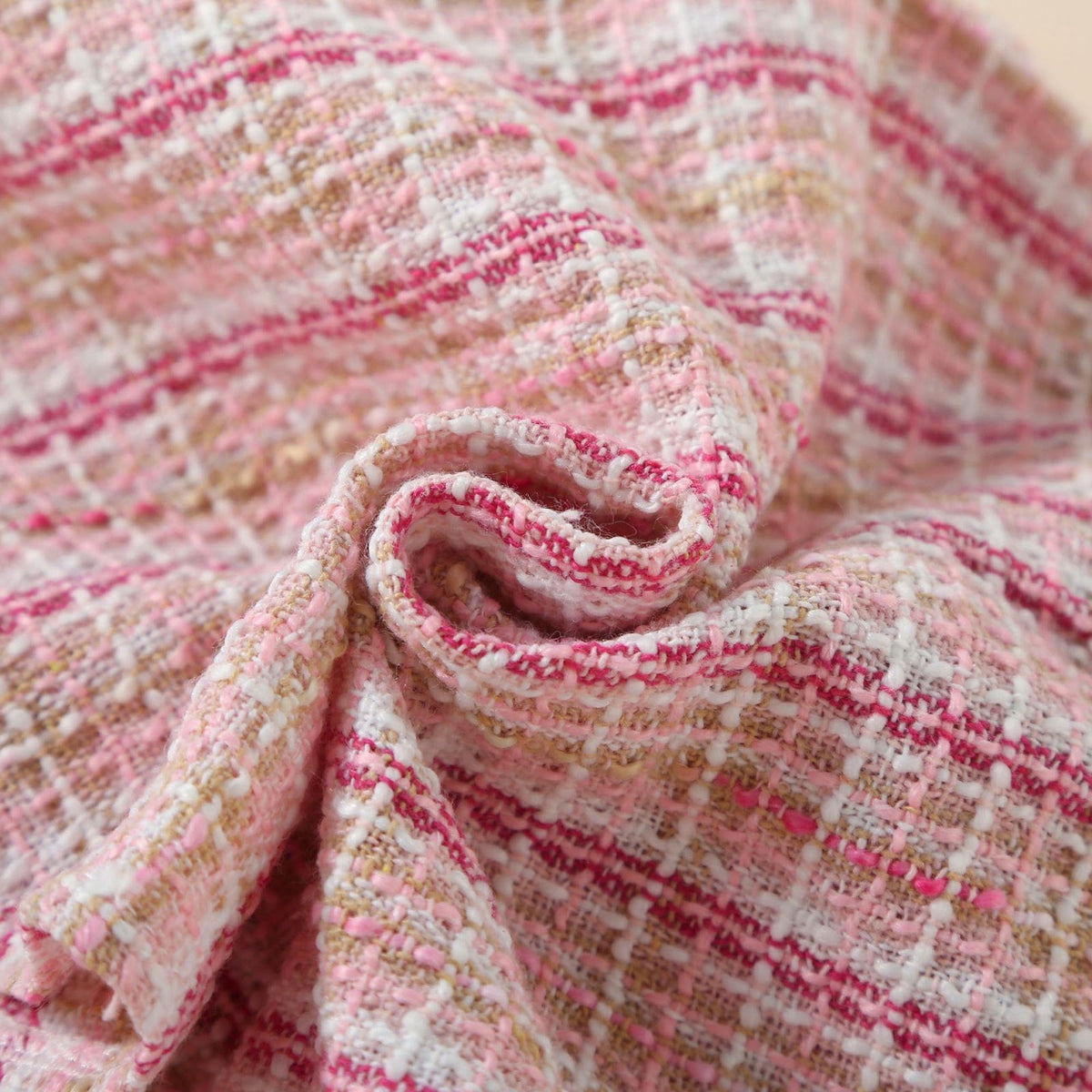 Pink Tweed-Look Puff Sleeve Frock – TYM-YWL-055