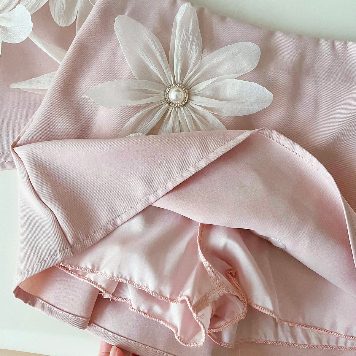 Pink 3D Pearl Flower Top and Skirt Set – TYM-YWL-027