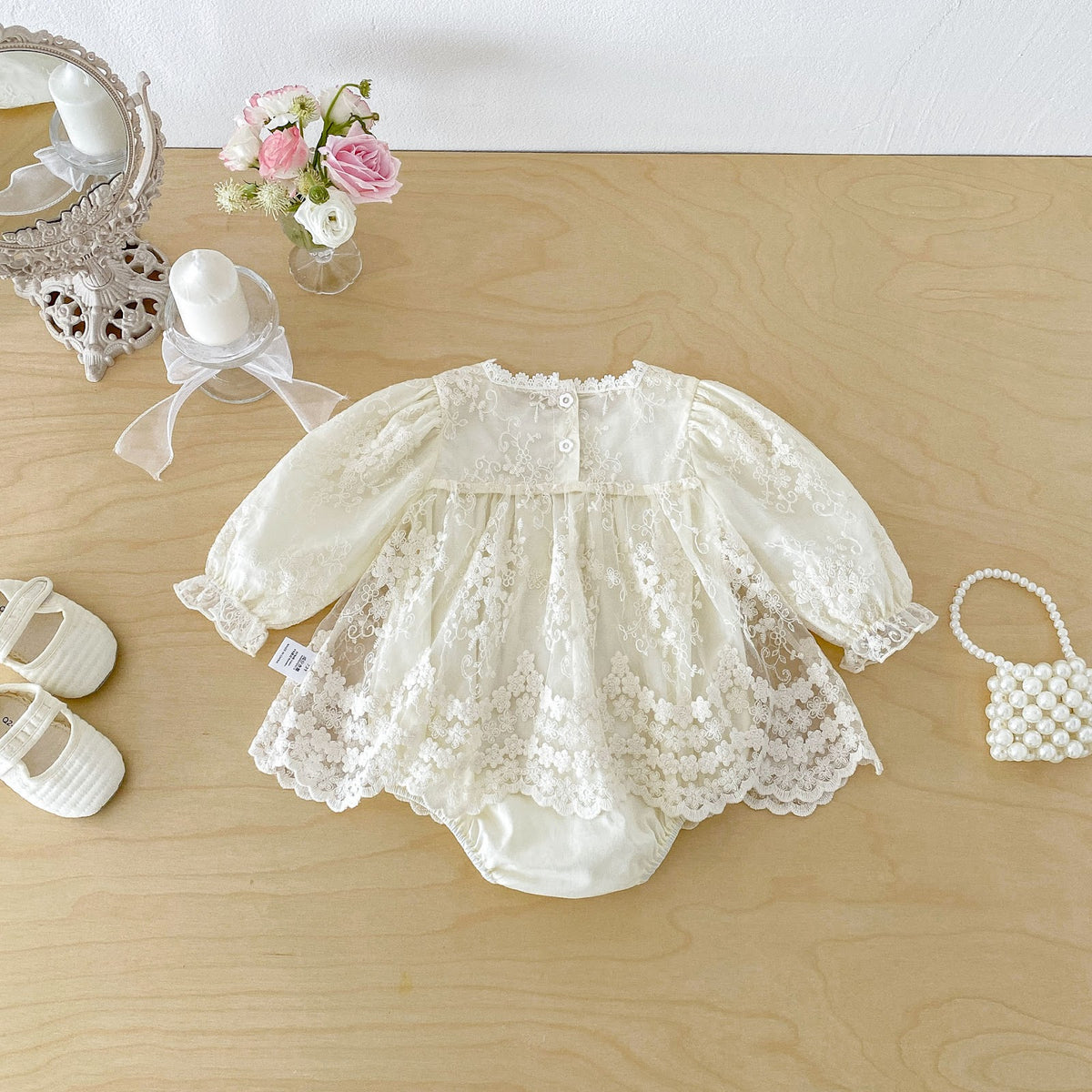 Cream Floral Lace Square Neck Romper – TYM-FCN-021