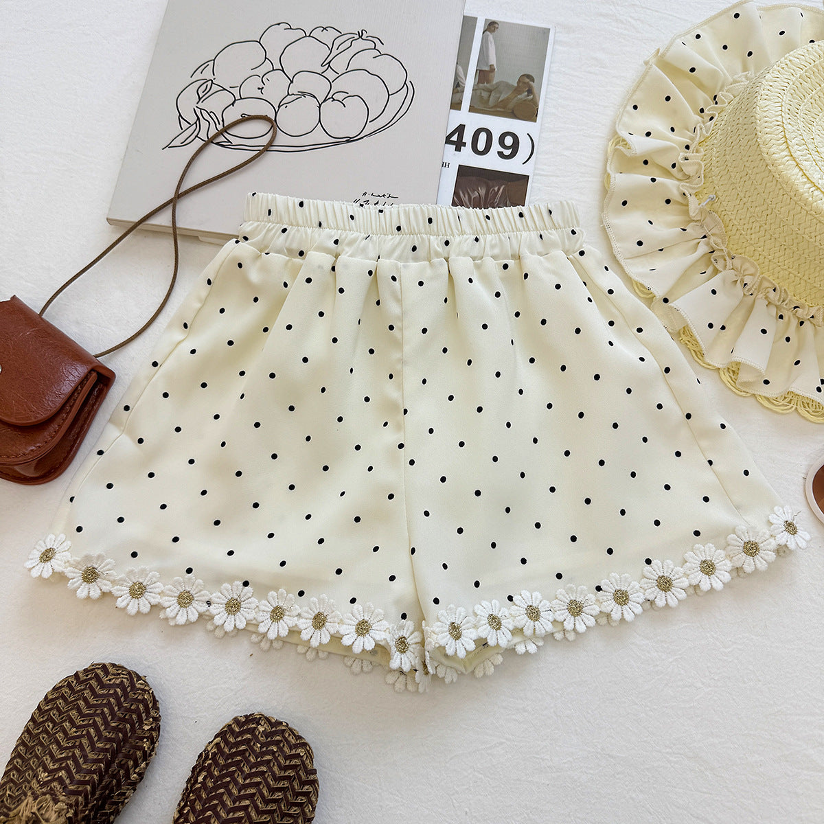 Cream Polka Dot Asymmetric Collar Top – TYM-YWL-049