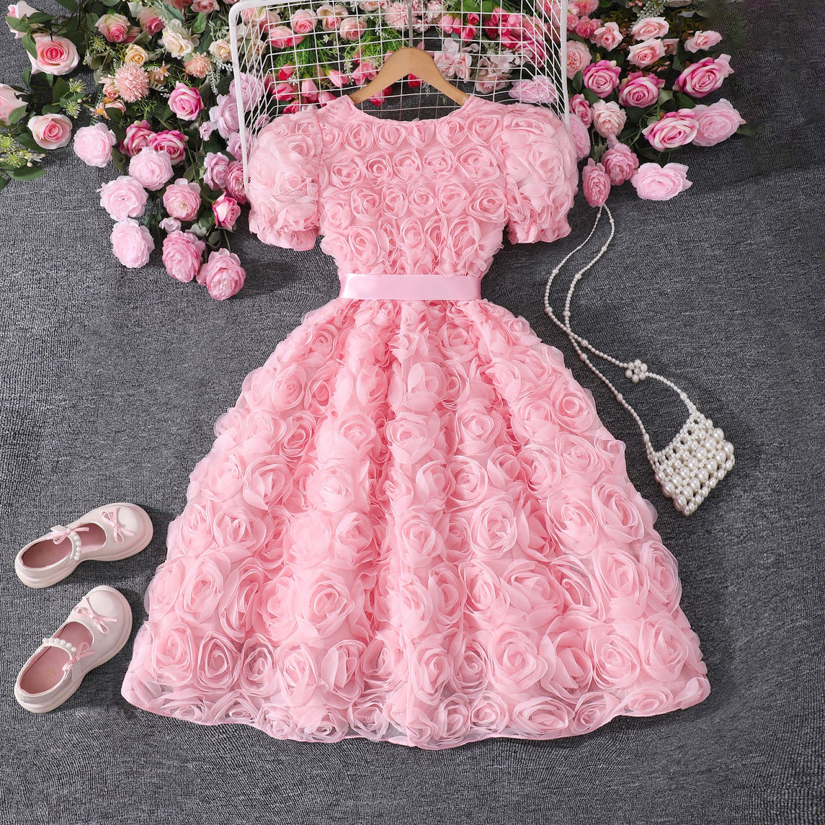 Baby Pink Rosette Party Frock – TYM-SZL-002