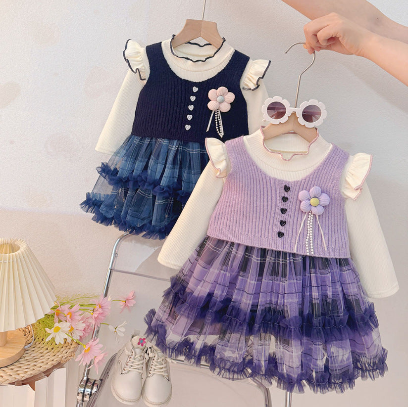 Navy Plaid Vest Tulle Frock – TYM-CXM-041