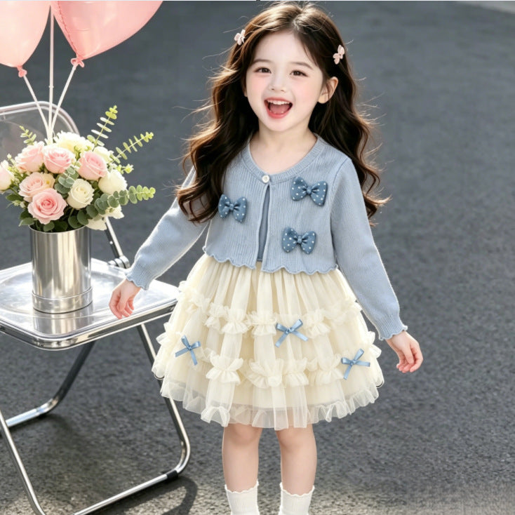 Powder Blue Bow Cardigan Tulle Frock – TYM-CXM-038