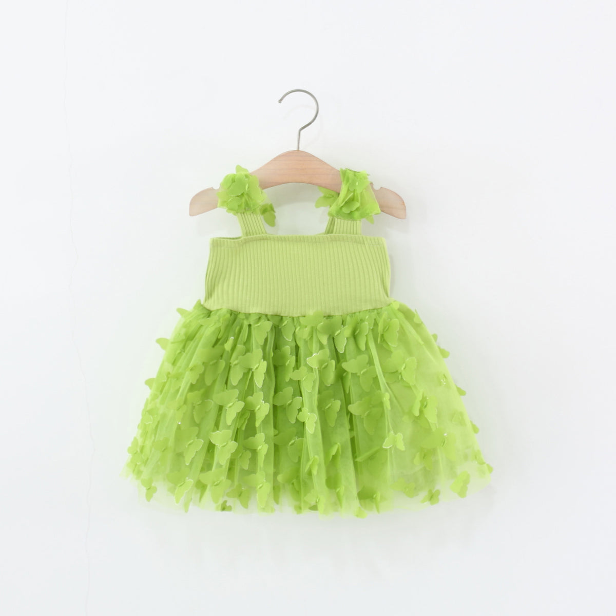 Lime Green 3D Butterfly Strap Frock – TYM-TZO-024