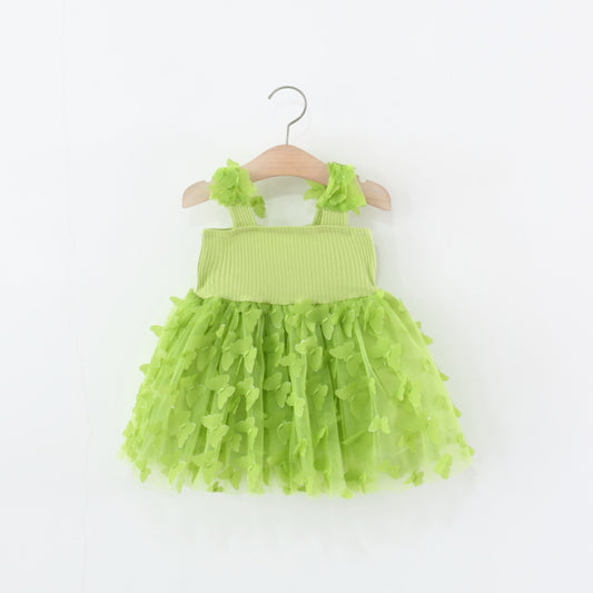 Lime Green 3D Butterfly Strap Frock – TYM-TZO-024