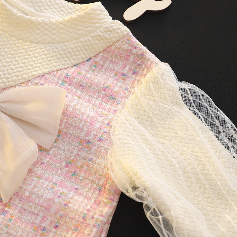 Pink Tweed Bow Pocket Frock – TYM-CXM-054
