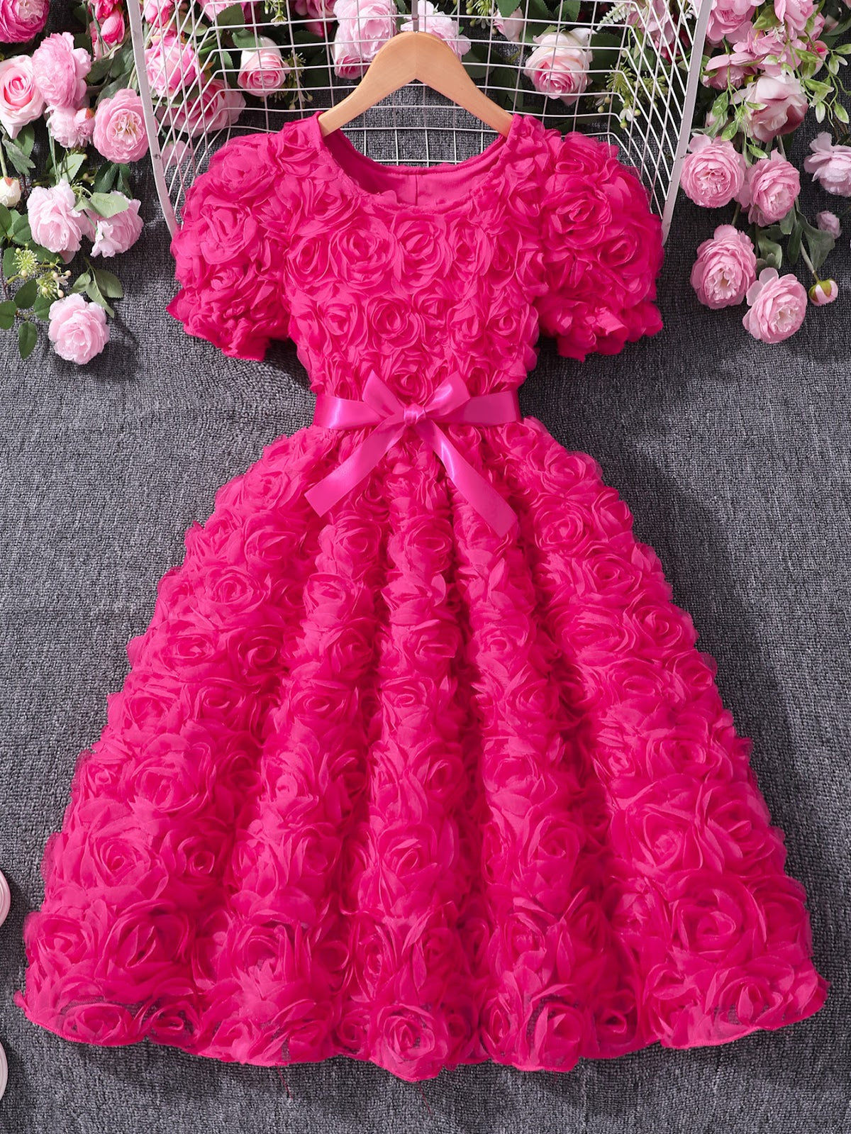 Hot Pink Rosette Party Frock – TYM-SZL-007