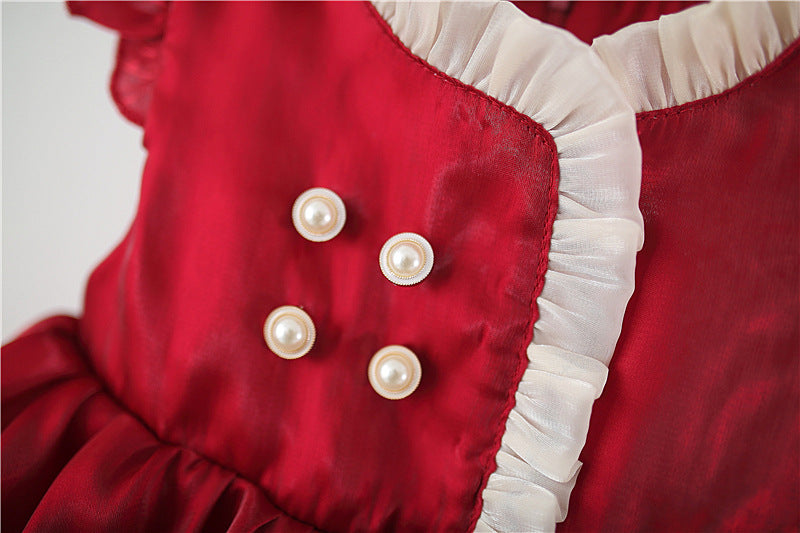 Wine Red Satin Bubble Frock – TYM-TZO-019