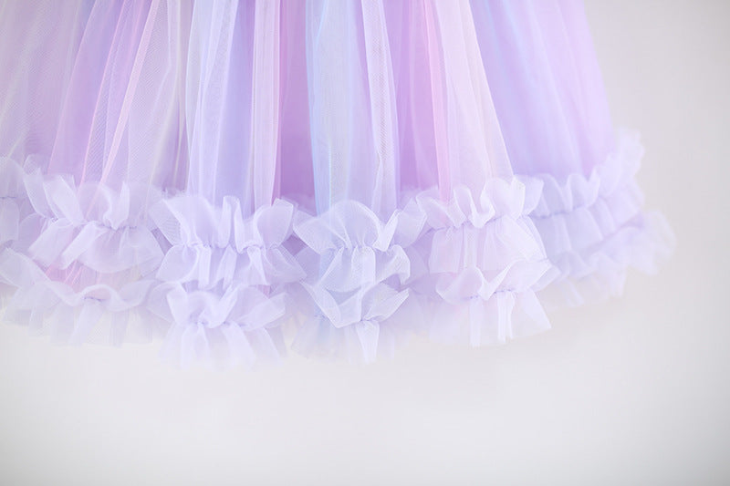 Lilac Pastel Rainbow Sequin Bow Tulle Frock – TYM-TZO-020