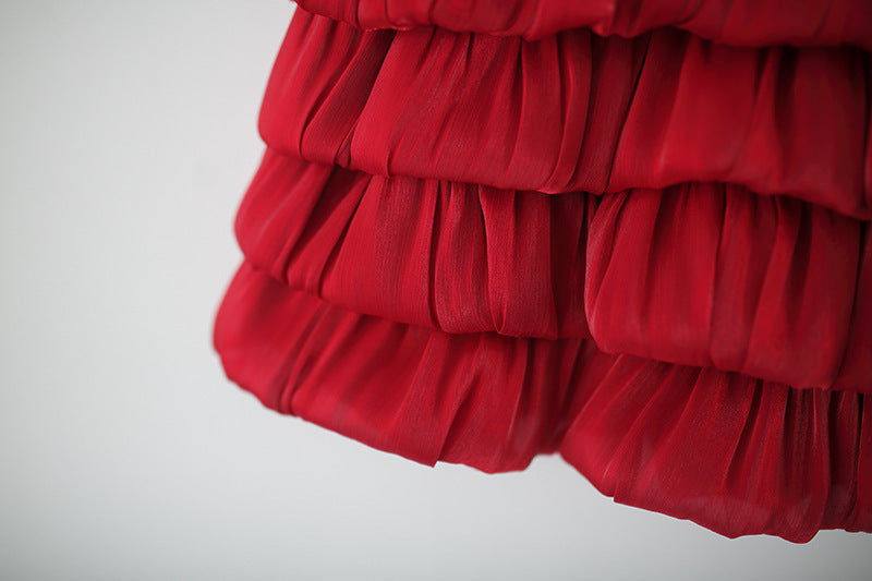 Red Tiered Ruffle Frock – TYM-TZO-032