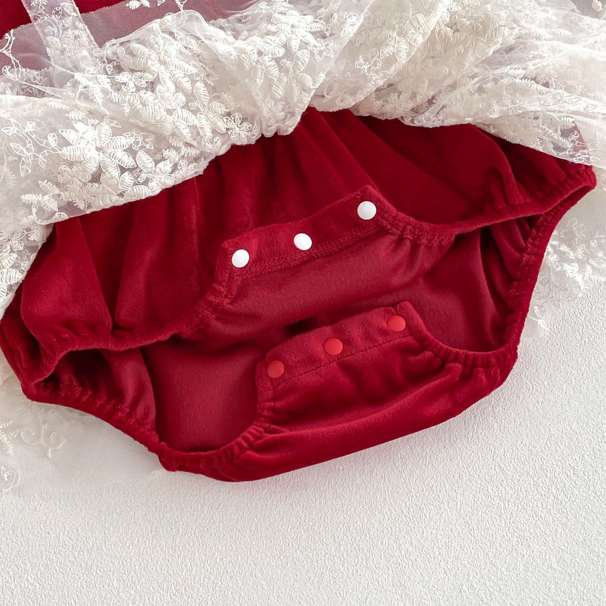 Red Velvet Lace Pinafore Romper – TYM-FCN-004