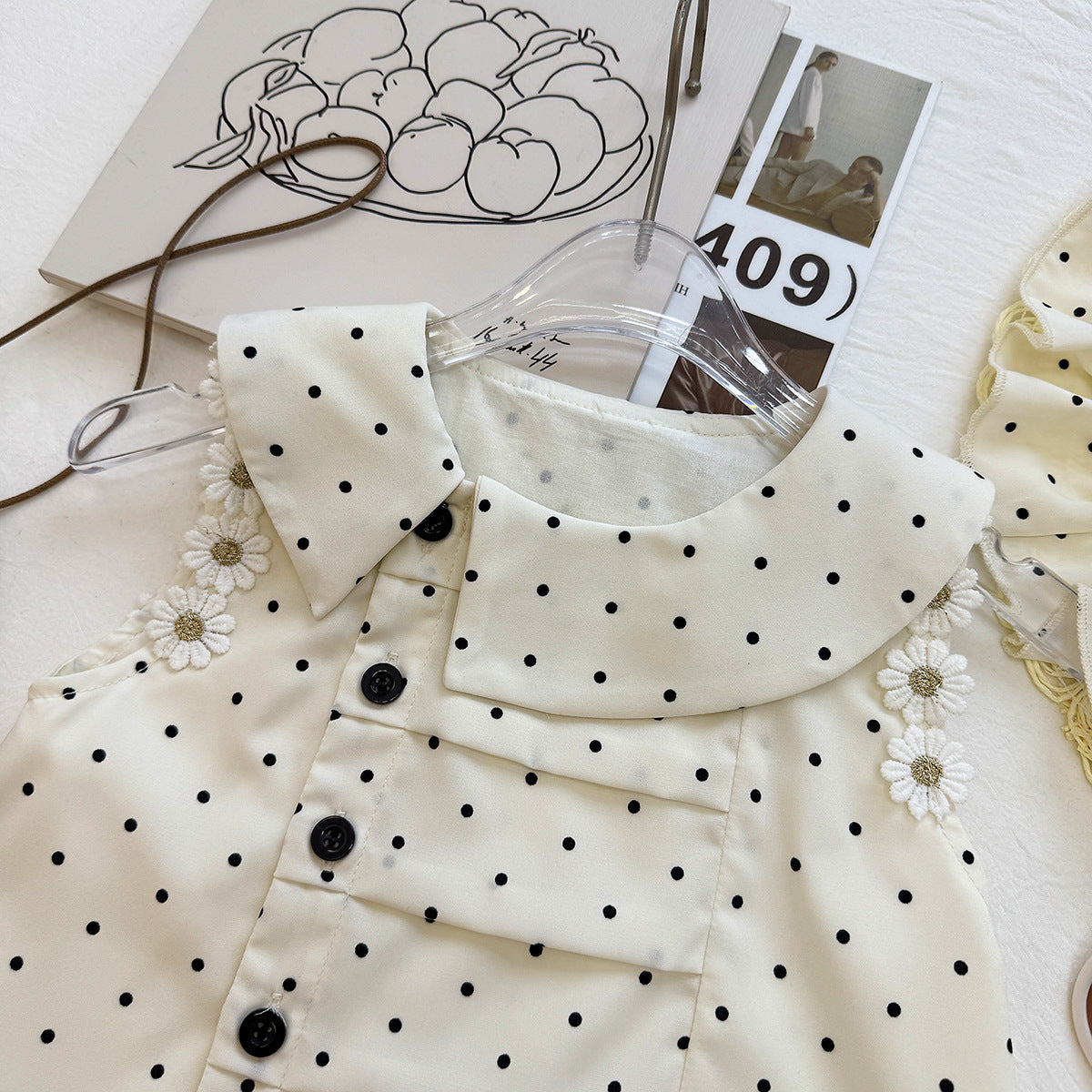 Cream Polka Dot Asymmetric Collar Top – TYM-YWL-049