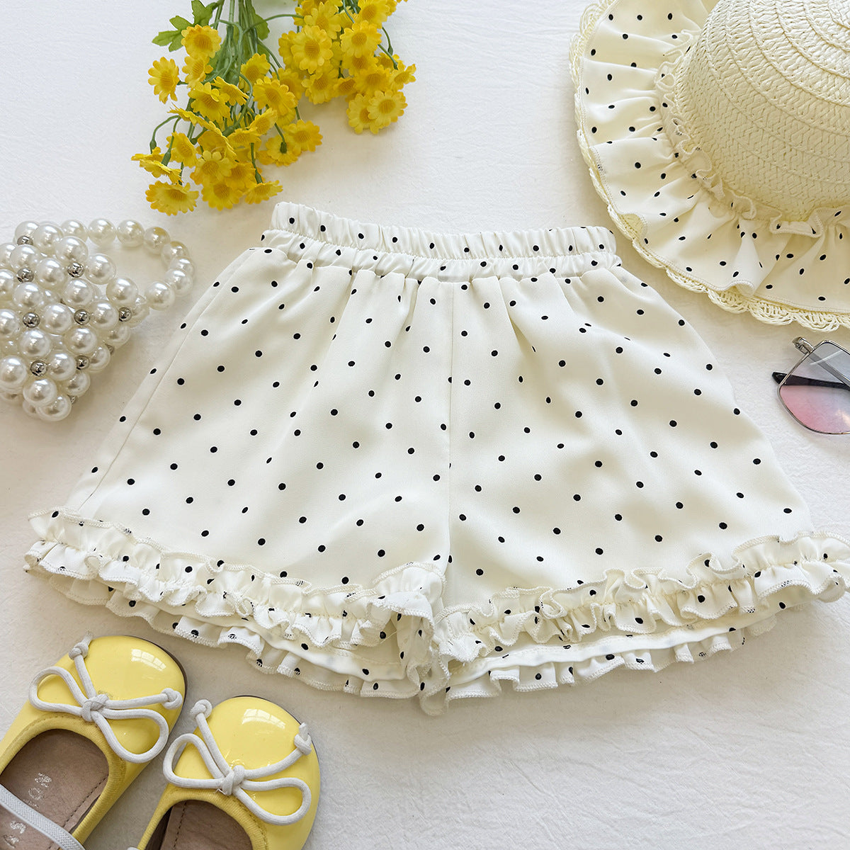 Cream Polka Dot Lace Collar Bow Flutter Frock – TYM-YWL-057
