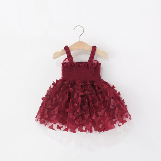 Wine Red Butterfly Wing Tulle Frock – TYM-TZO-036
