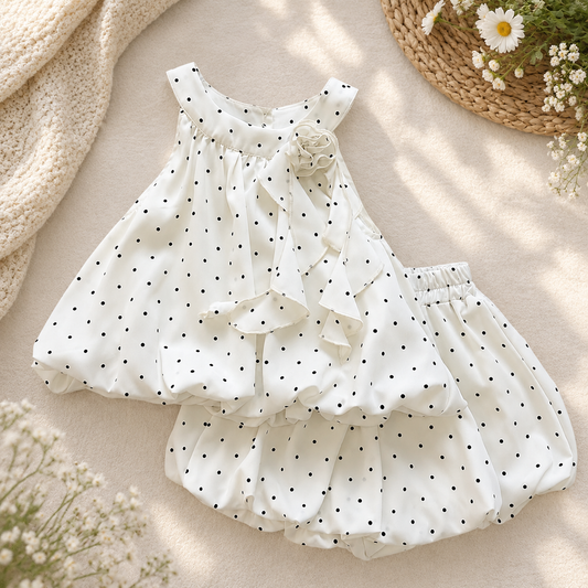 White Polka Dot Halter Ruffle Bubble Dress – TYM-PCY-001