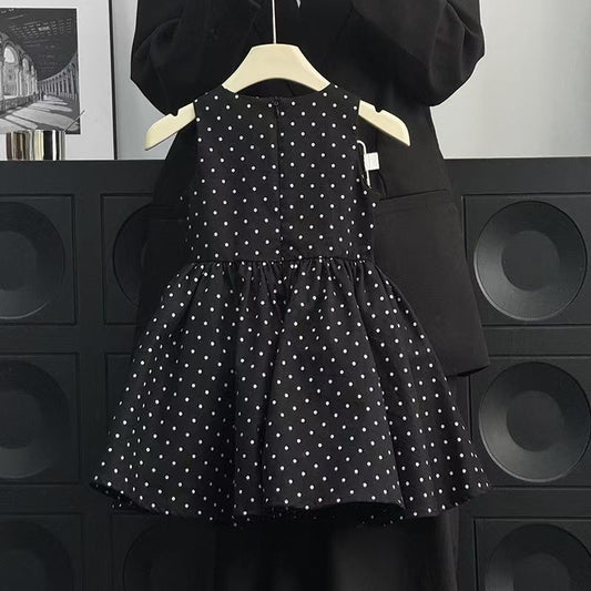 Black Polka Dot Sleeveless Party Frock – TYM-YWL-002