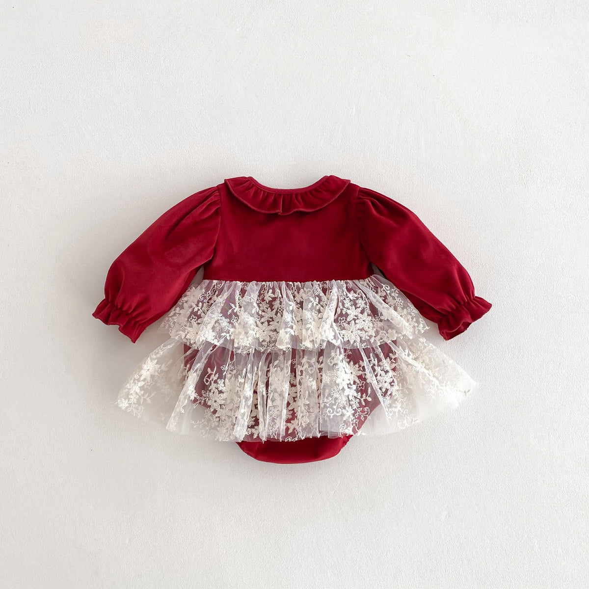 Red Velvet Lace Pinafore Romper – TYM-FCN-004