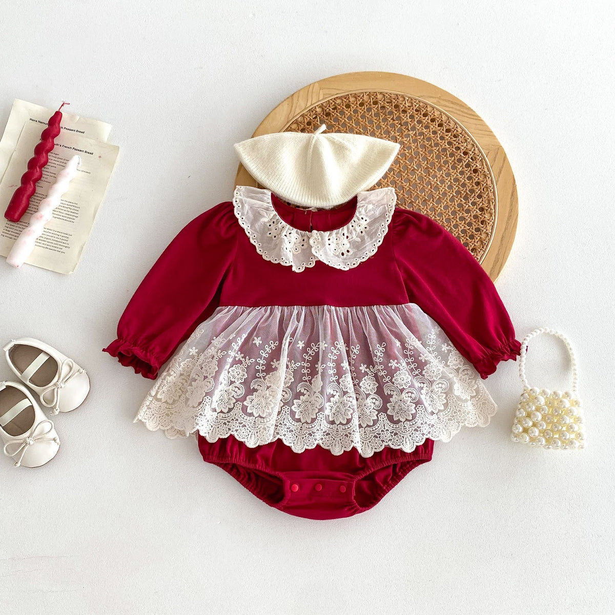 Red Lace Collar Skirted Romper – TYM-FCN-007