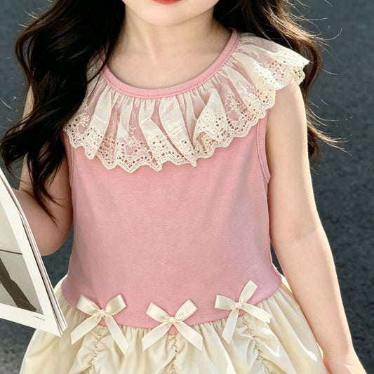 Pink Lace Collar Bow Frock – TYM-CXM-014