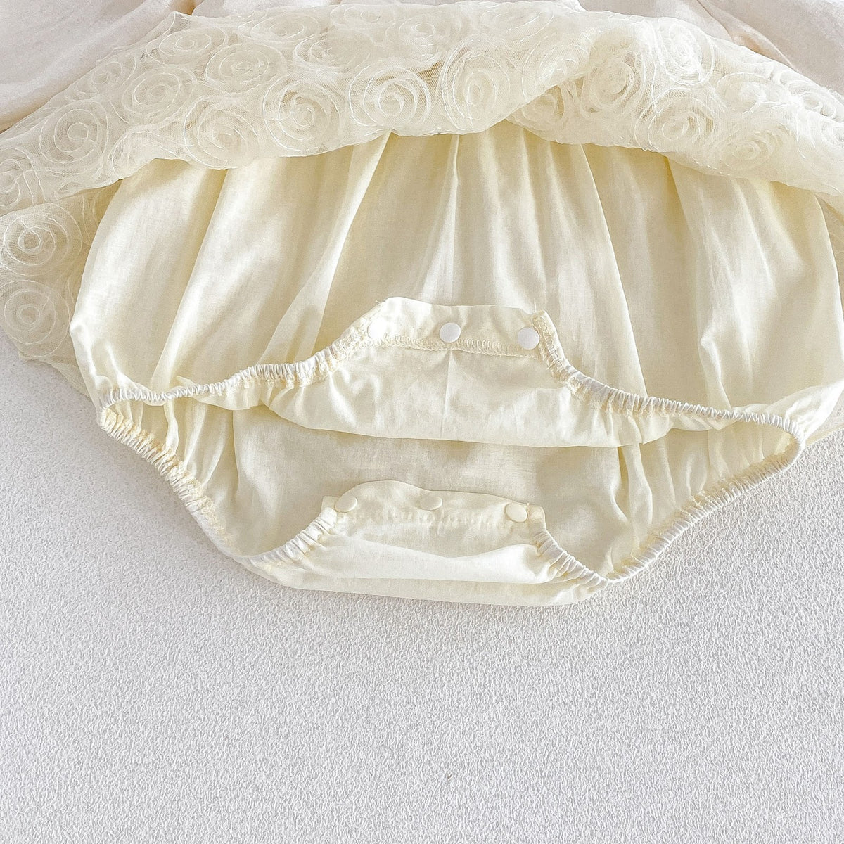 Cream Rosette Skirted Romper – TYM-FCN-016