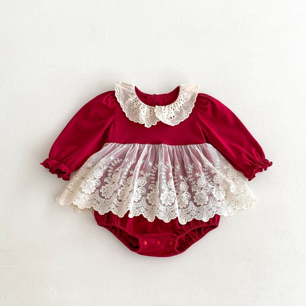 Red Lace Collar Skirted Romper – TYM-FCN-007
