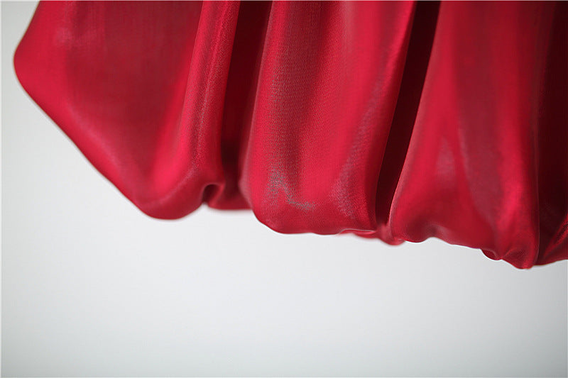 Wine Red Satin Bubble Frock – TYM-TZO-019