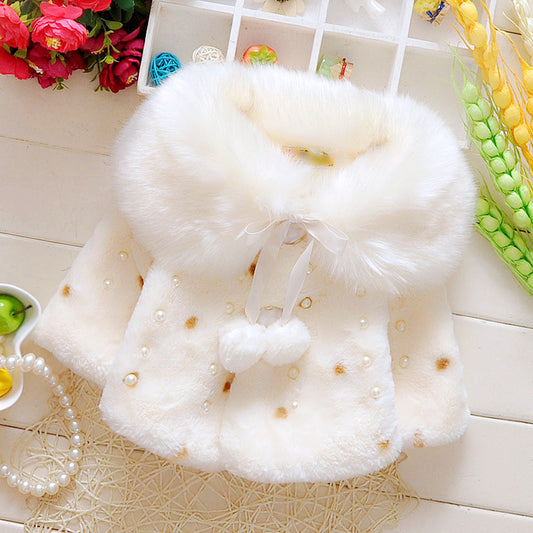 White Fluffy Pearl Cape Jacket – TYM-WZX-048