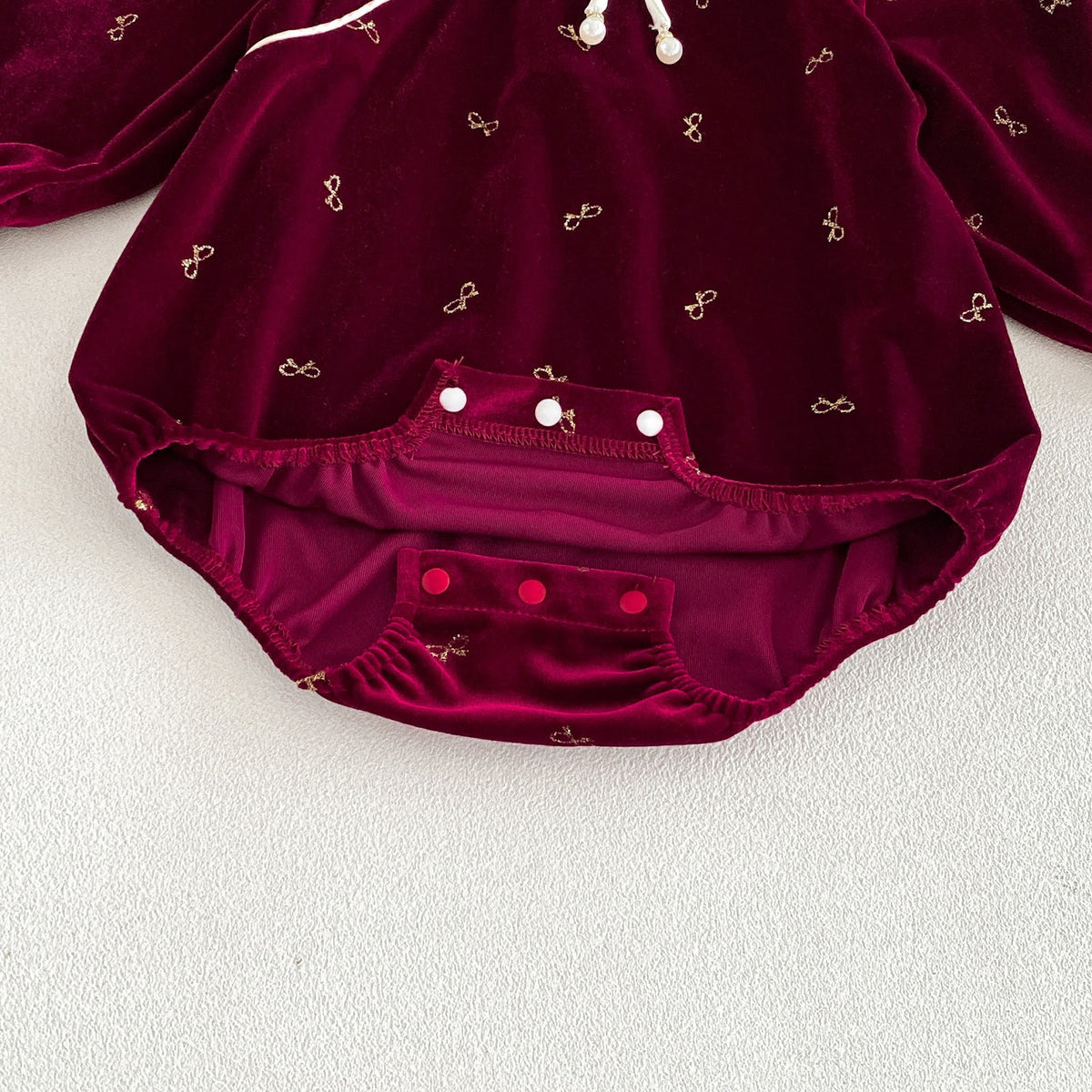 Wine Red Velvet Mandarin Collar Bubble Romper – TYM-FCN-011