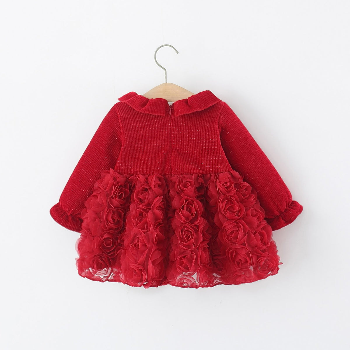 Red Rosette Big Bow Ruffle Neck Frock – TYM-WZX-062