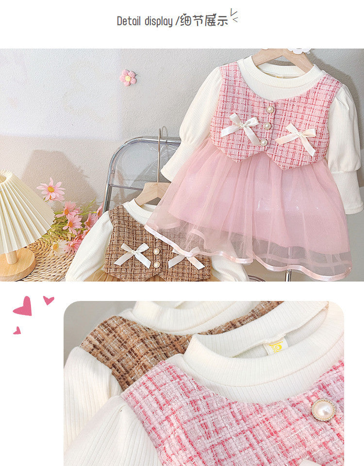 Pink Tweed Vest Tulle Frock – TYM-CXM-058