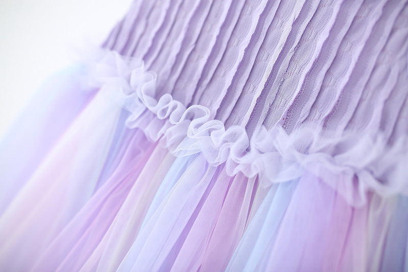 Lilac Pastel Rainbow Sequin Bow Tulle Frock – TYM-TZO-020