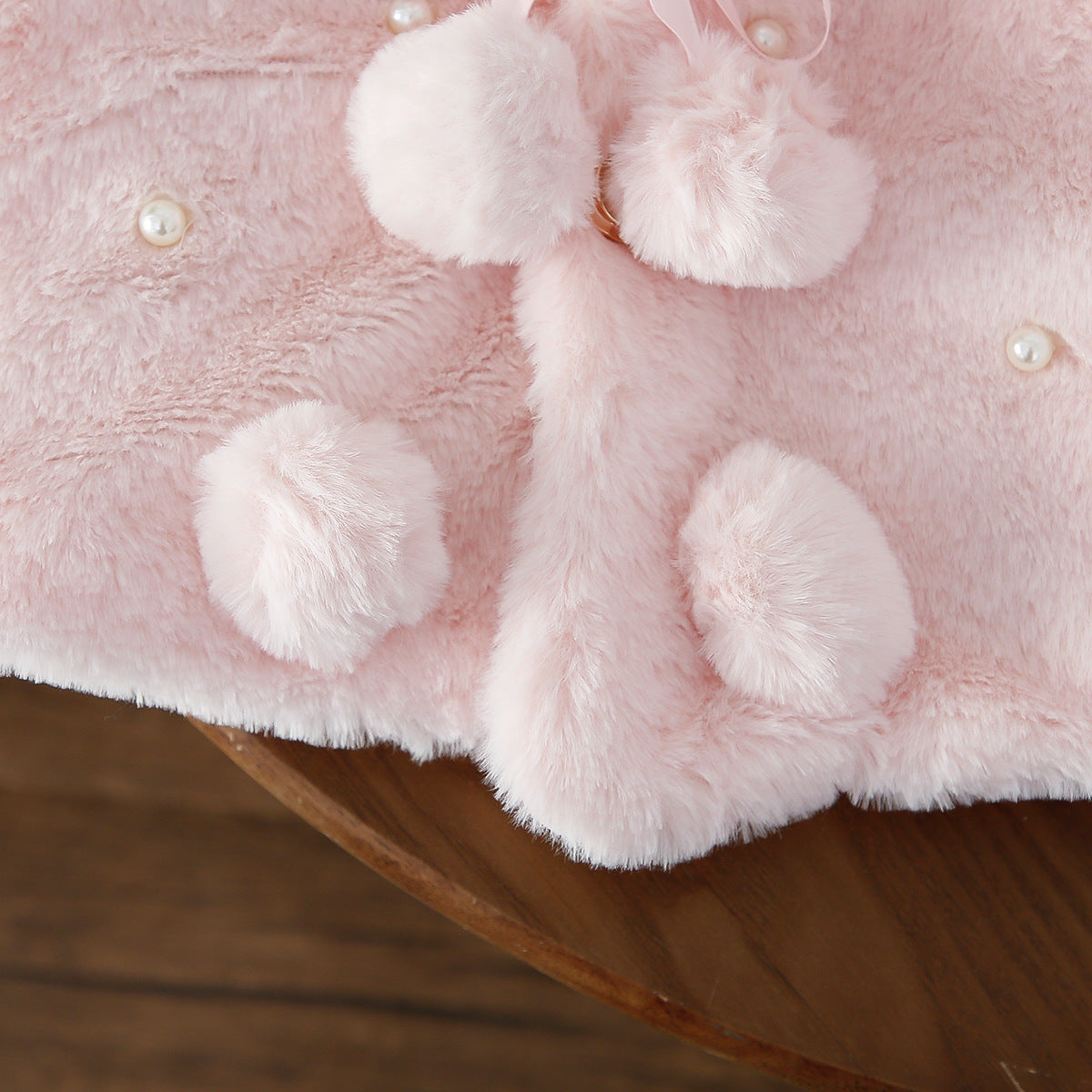 Light Pink Plush Pom-Pom Pearl Cape – TYM-WZX-058
