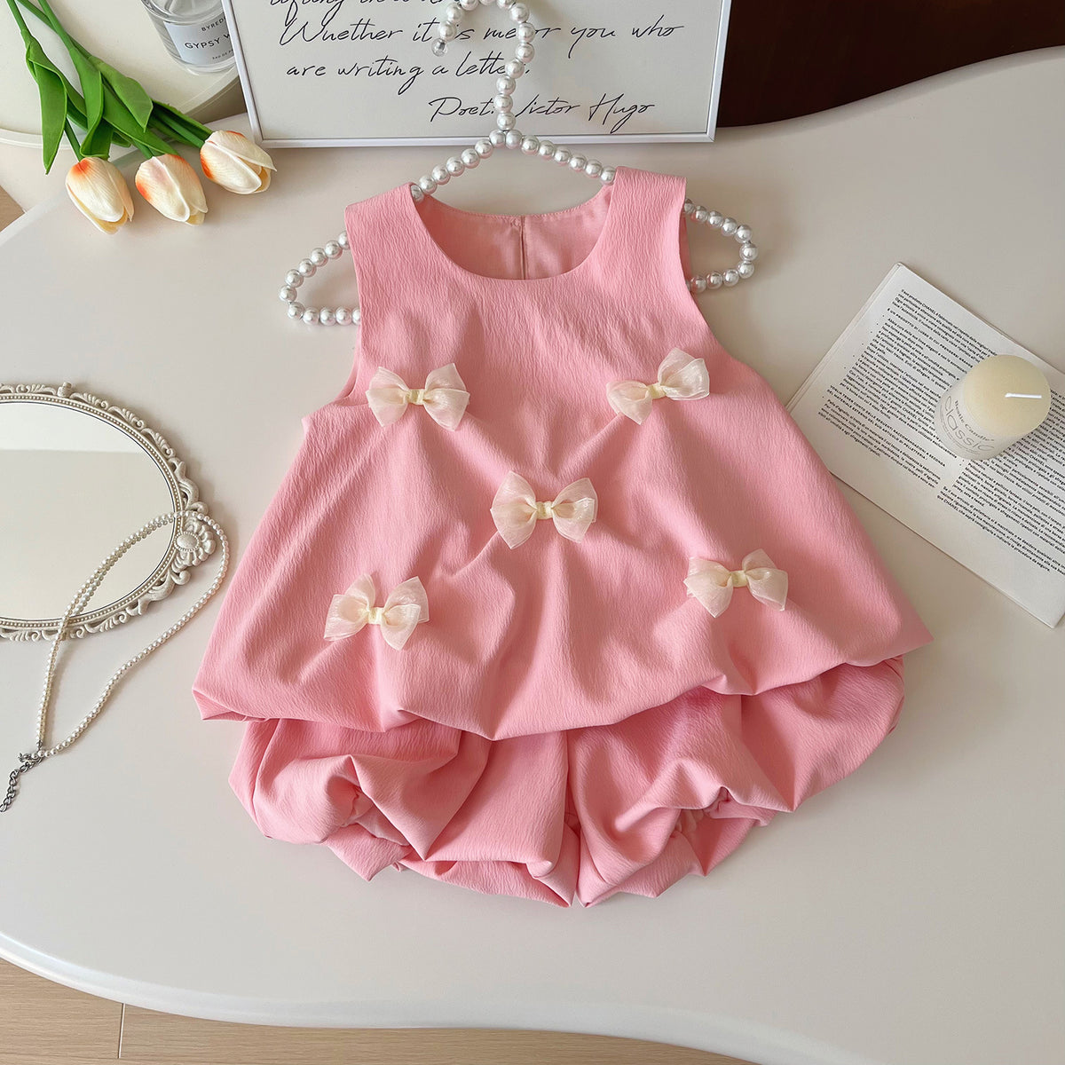 Pink Bow Swing Top and Bubble Shorts Set – TYM-YWL-007
