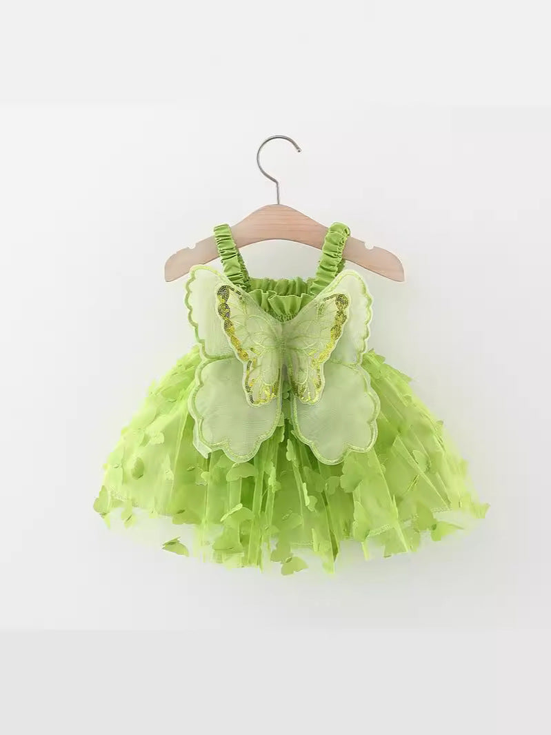 Lime Green Butterfly Tulle Smocked Sundress – TYM-WZX-041