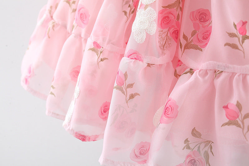 Pink Rose Print Smocked Sundress – TYM-WZX-015