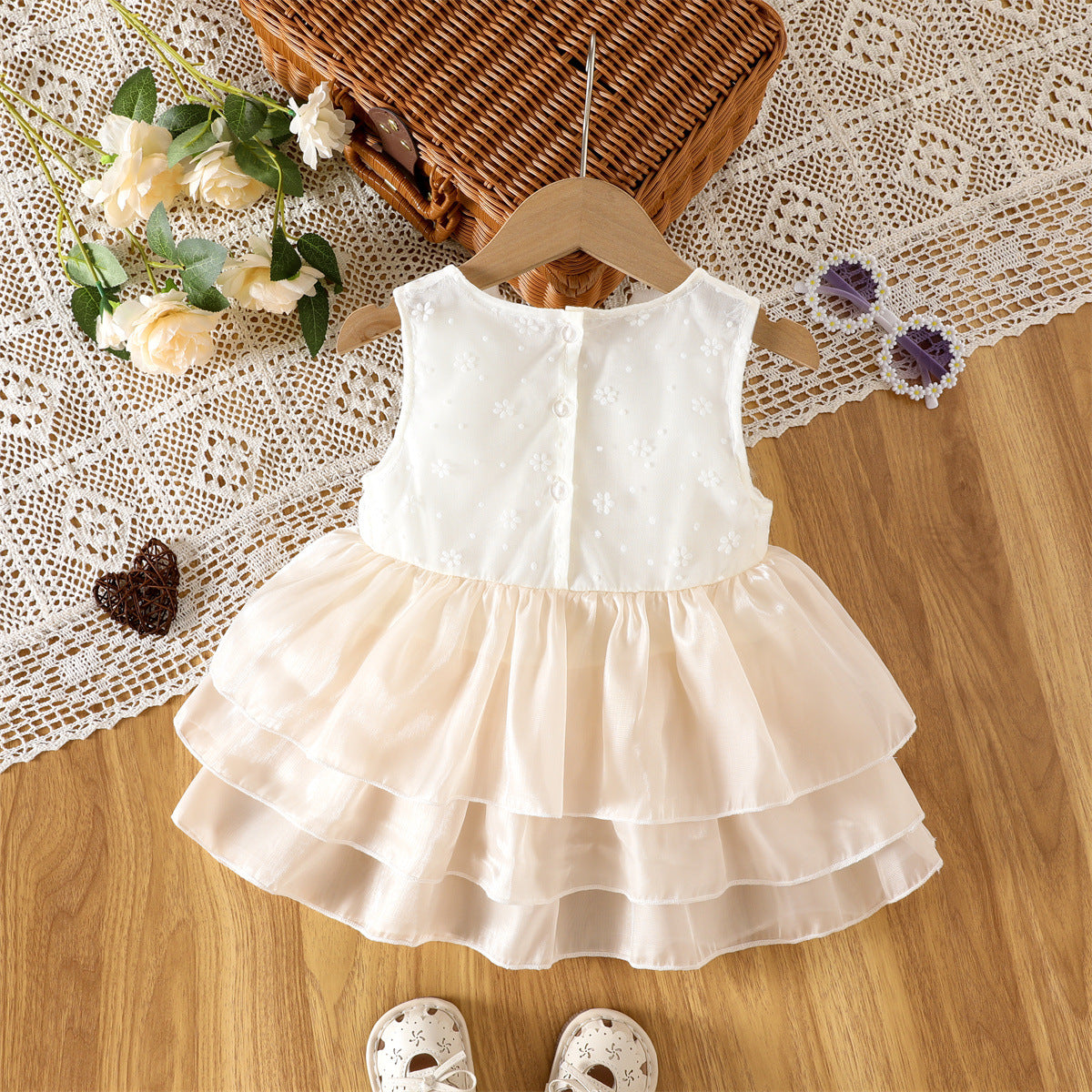 White Daisy Embroidered Tiered Frock – TYM-WZX-028