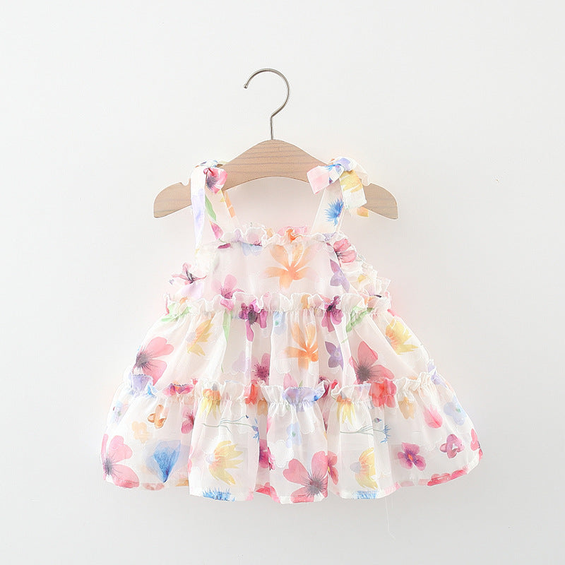 White Watercolour Floral Summer Frock – TYM-WZX-006