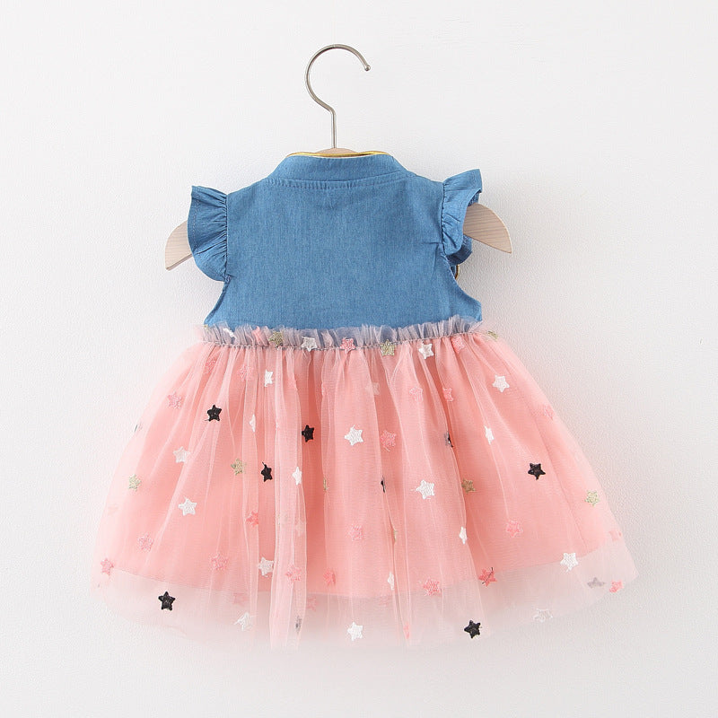 Blue and Pink Star Tulle Flutter Frock – TYM-WZX-037