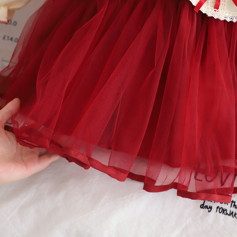 Red Ribbon Cardigan Tulle Frock – TYM-CXM-049
