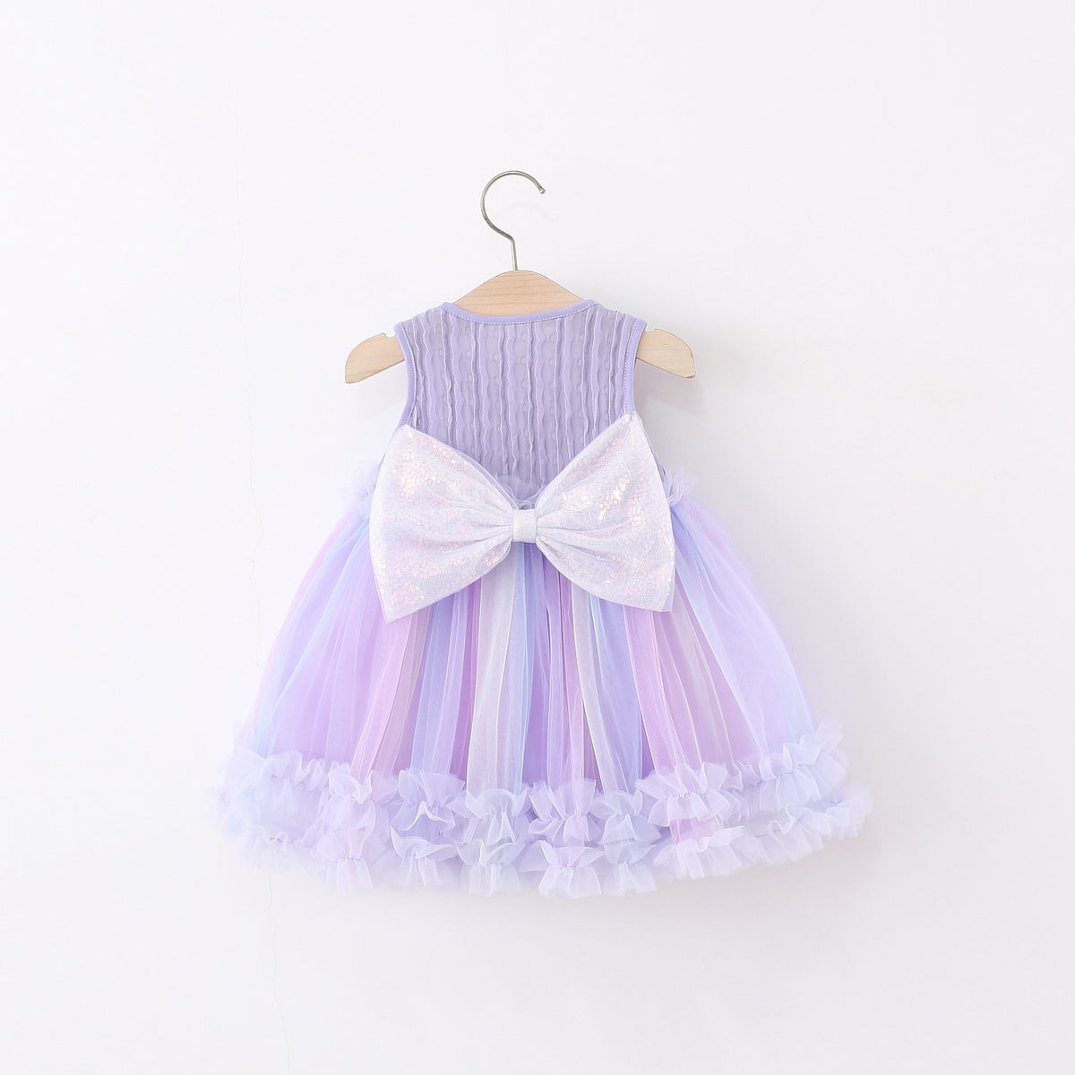 Lilac Pastel Rainbow Sequin Bow Tulle Frock – TYM-TZO-020