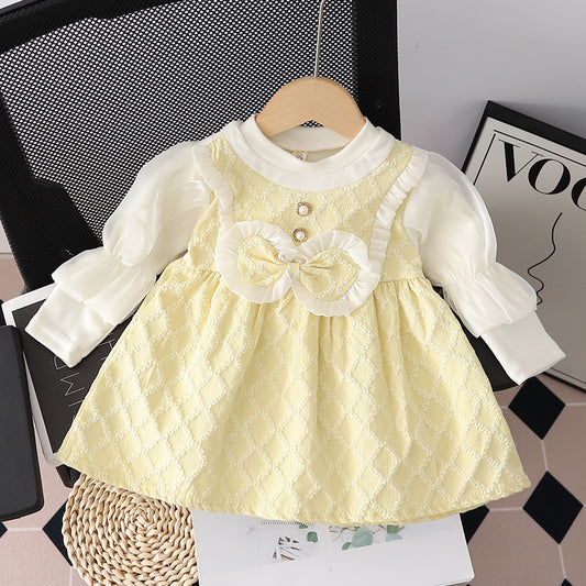 Lemon Yellow Quilted Bow Frock – TYM-CXM-061